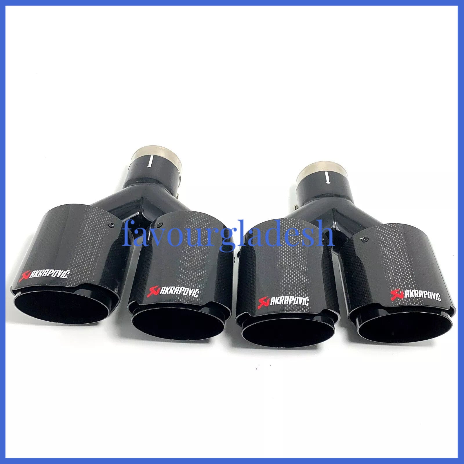 2PCS Akrapovic Carbon Fiber Exhaust Tip Dual Pipe ID:2.5 63mm OD:3.5 89mm