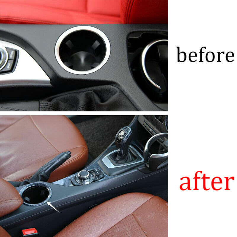 for BMW 2013-2015 E84 X1 ABS Carbon Fiber Middle Console Water Cup Ring Trim 1P