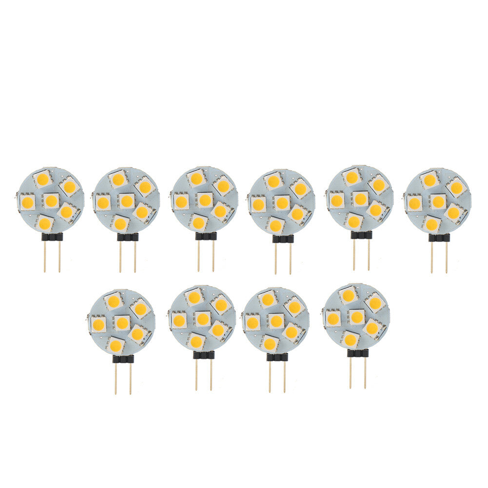 DC12V G4 Super Bright Flat Light 5050 SMD 6 LED Bulb Warm White Lamp Car 10PCS