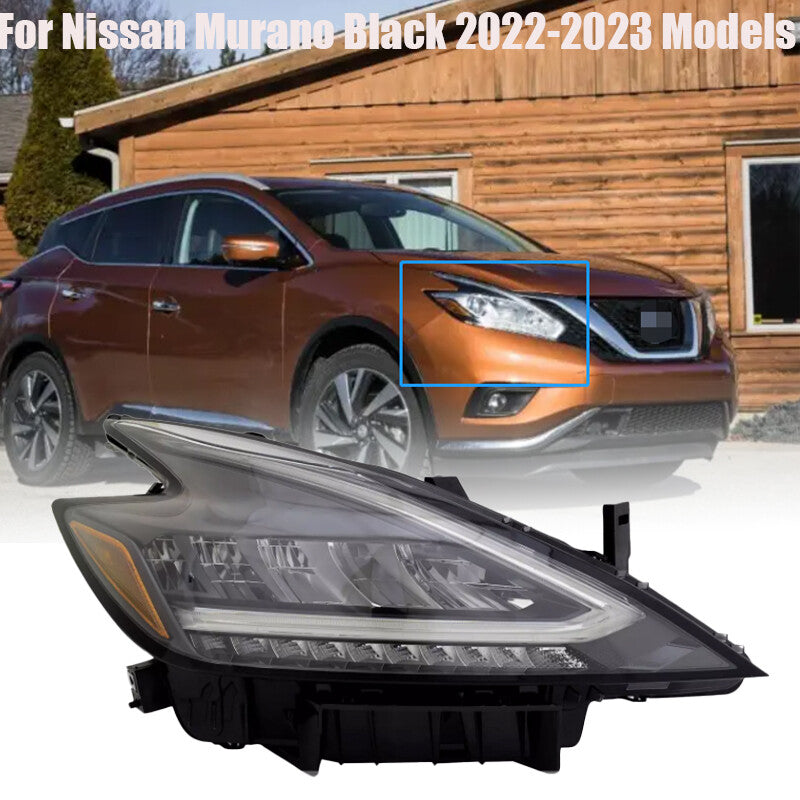 Right Side for Nissan Murano Black 2022-2023 Models RH LED Headlight