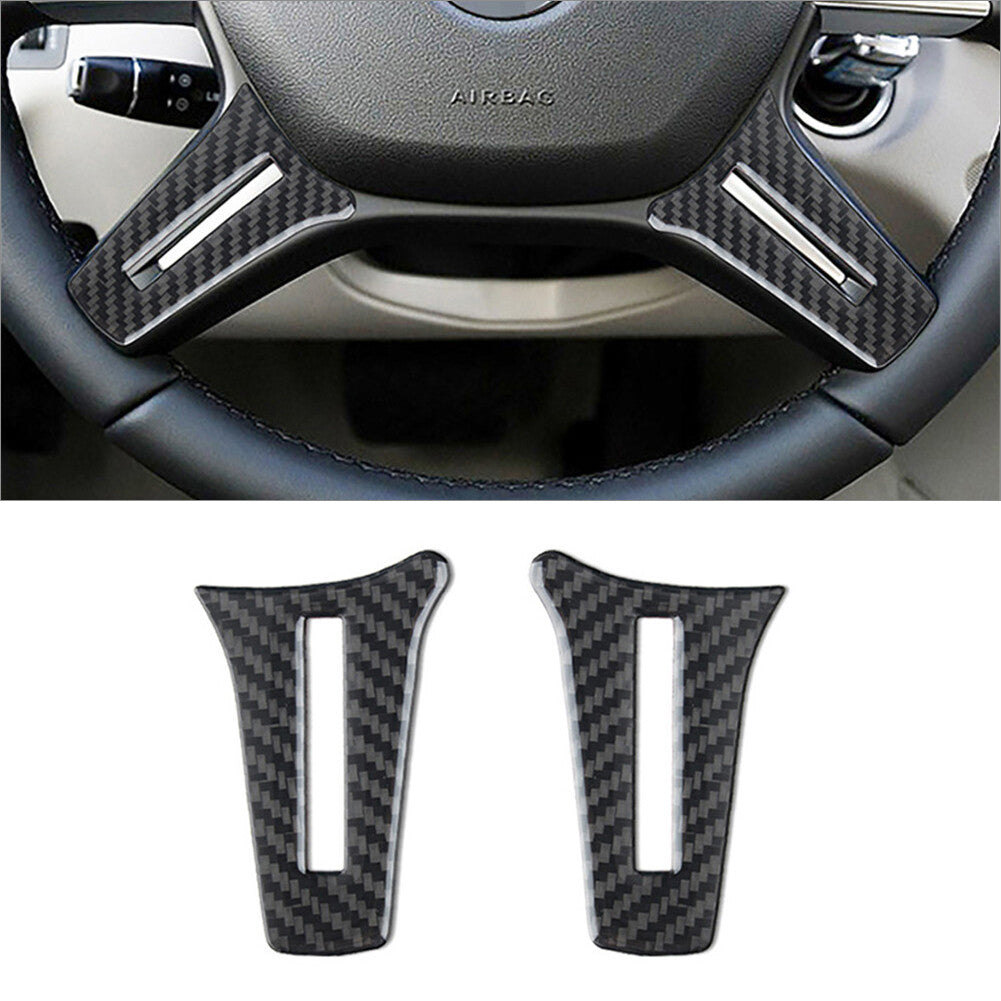 2x Carbon Fiber Steering Wheel Chin Trim for Mercedes-Benz C-Class W204 2011-2013