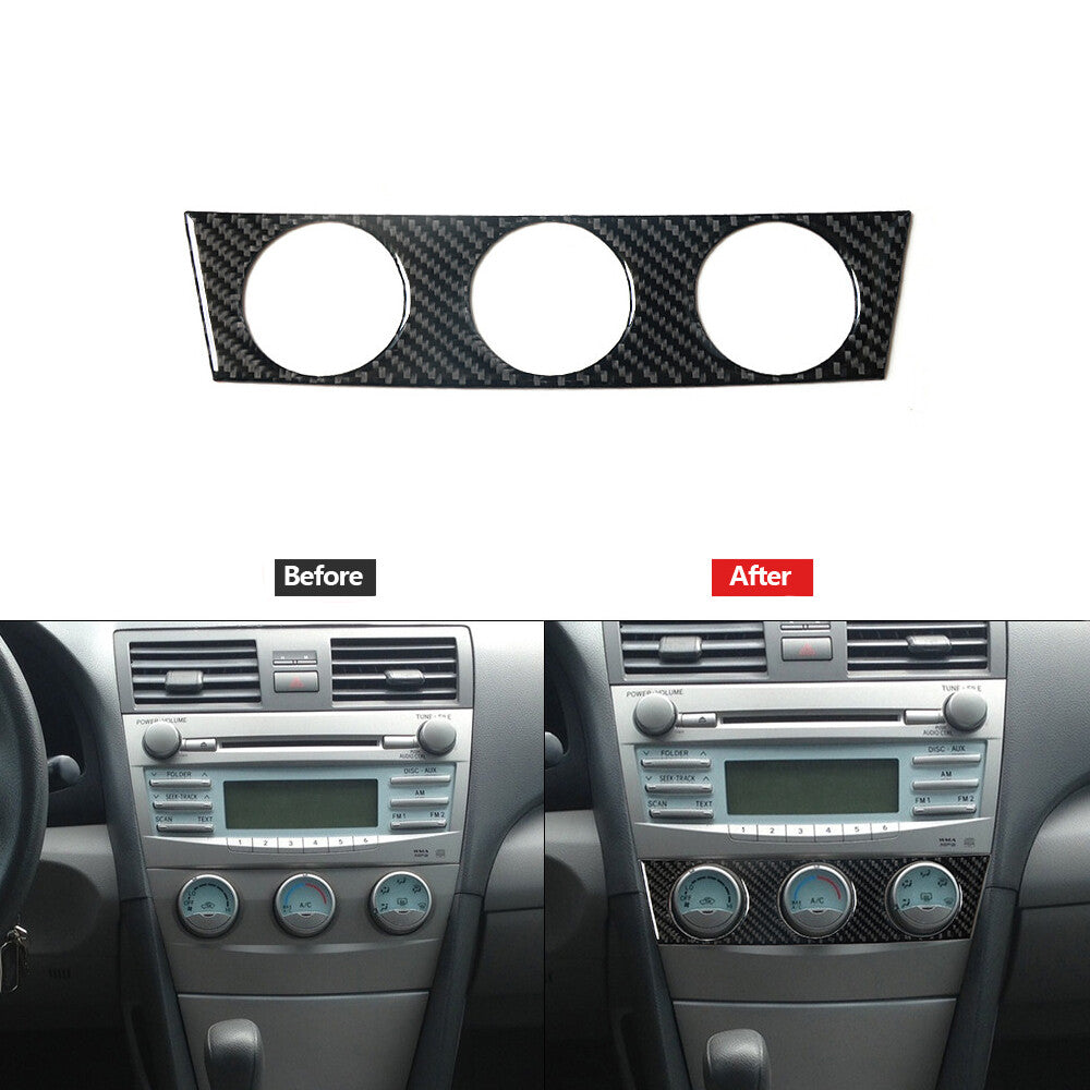 Carbon Fiber Inner Manual Climate Control Cover Trim for Toyota for Camry 2007-2011
