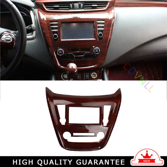 Central Console Navigation Frame Trim for Nissan Murano 15-2021 Red Wood Grain