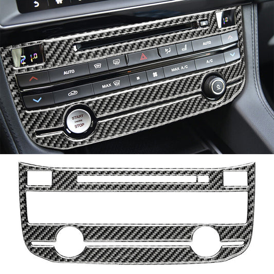 Carbon Fiber Center Console CD Panel Cover Trim for Jaguar F-PACE XE XF 2016-20