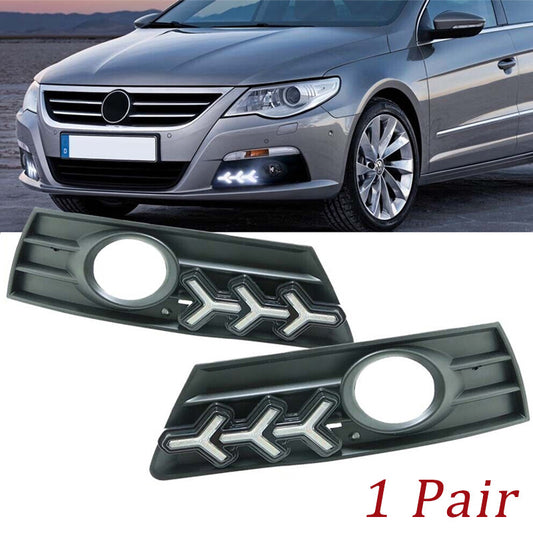 1 Pair LED Fog Light Cover for VW for PASSAT CC 2009-2013 Daytime Running Lamp