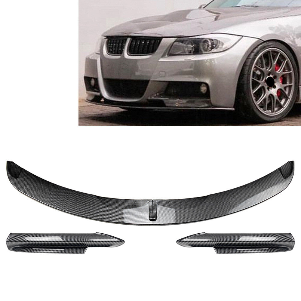 Fit for BMW 3 Series E90 Carbon Front Bumper Spoiler Lip+Side Splitter Cover Trim