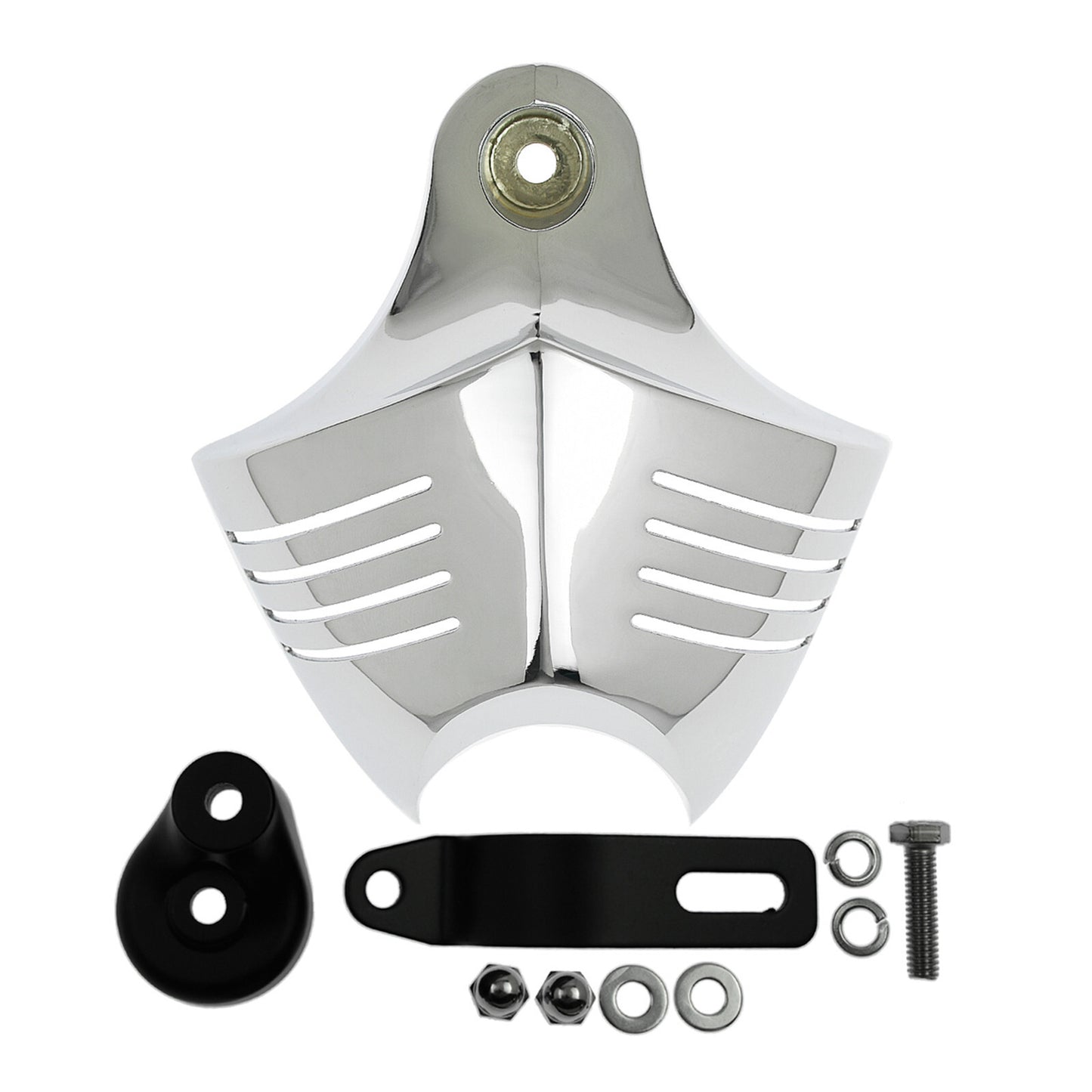 Chrome V-shield Horn Cover Fit for Harley Softail Dyna Glide Twin Cam Touring