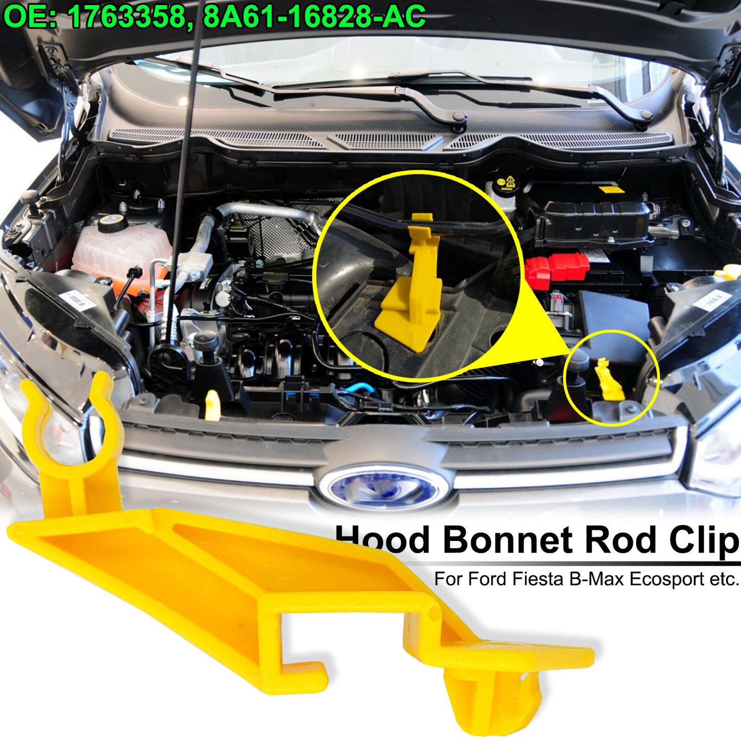 for Ford Fiesta MK6 EcoSport BK Bonnet Hood Stay Support Rod Holder Clip Clamp