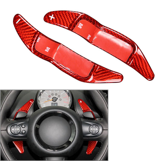 2¢ª Steering Wheel Shift Paddle Fit for Mini R55 R56 R57 R58 R59 R60 Carbon Fiber Red