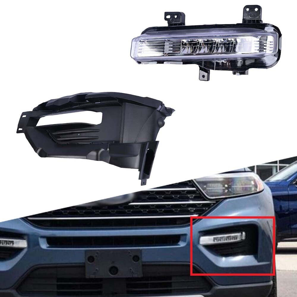 Left Side Bumper Fog Light w/ Trim Cover Fits 2020-2021 for Ford Explorer
