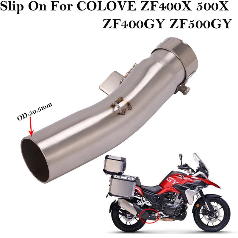 For COLOVE ZF400X ZF500GY Motorcycle Exhaust Middle Link Pipe Connect 51 Muffler