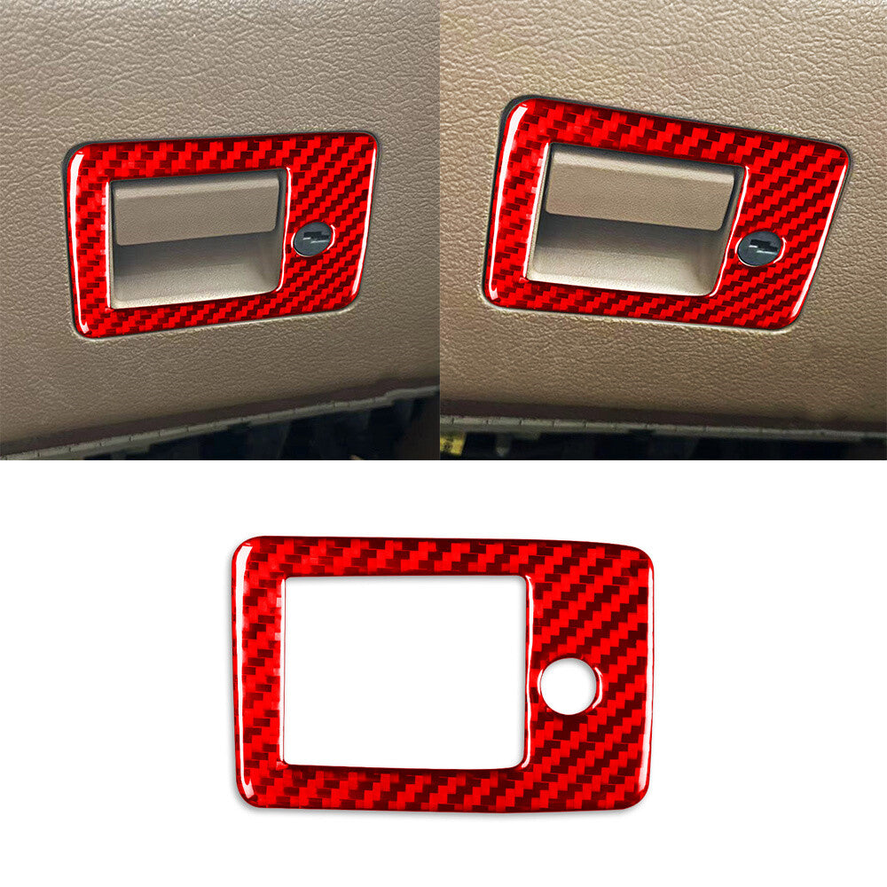 Red Carbon Fiber Copilot Glove Box Switch Button Trim for Ford for Mustang 1996-2003