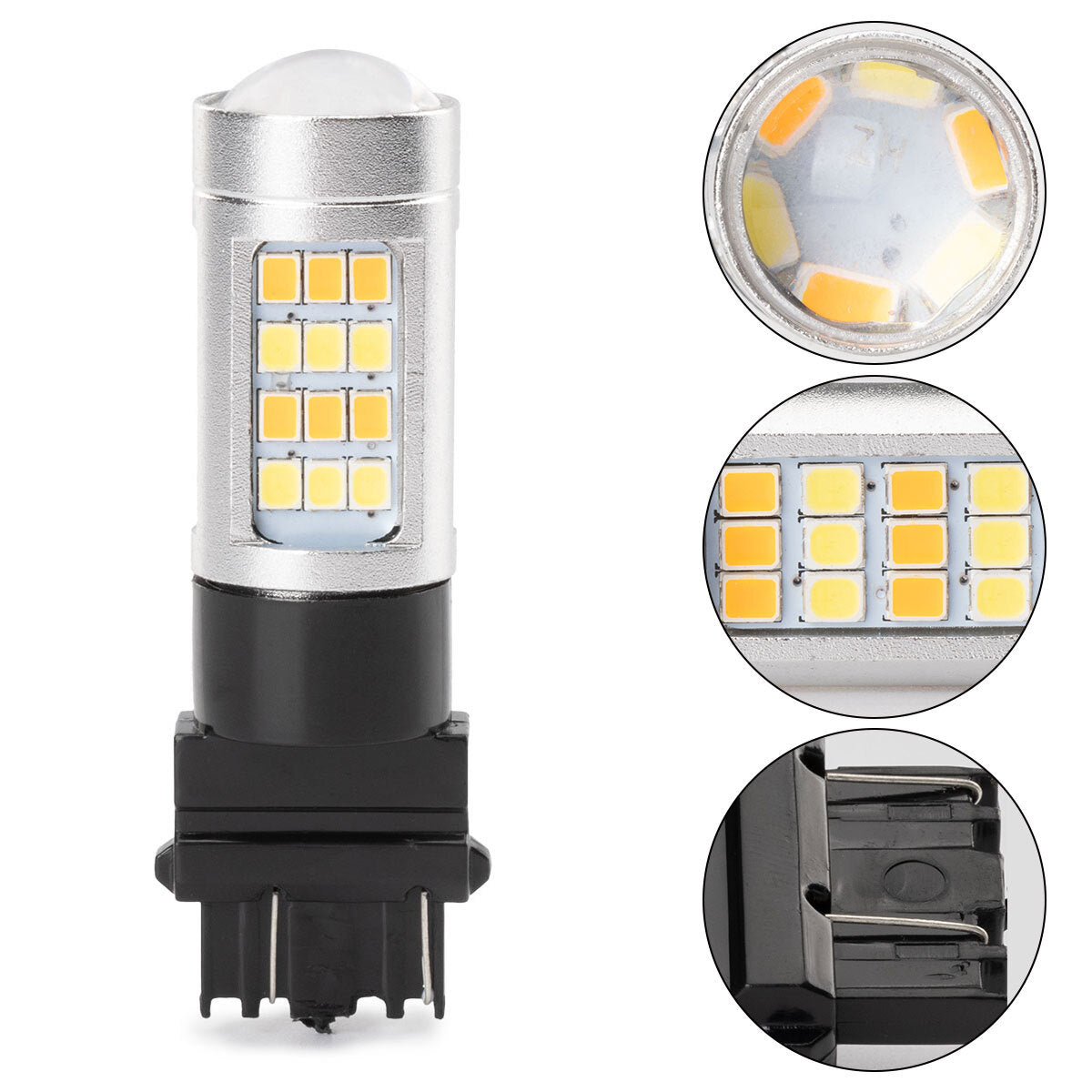 4PCS 3157 White/Amber LED DRL Switchback Turn Signal Parking Light Bulb New US