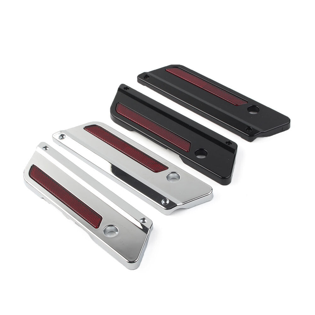 for Harley Touring 1993-2013 Saddlebag Latch Plate Cover With Red Reflectors