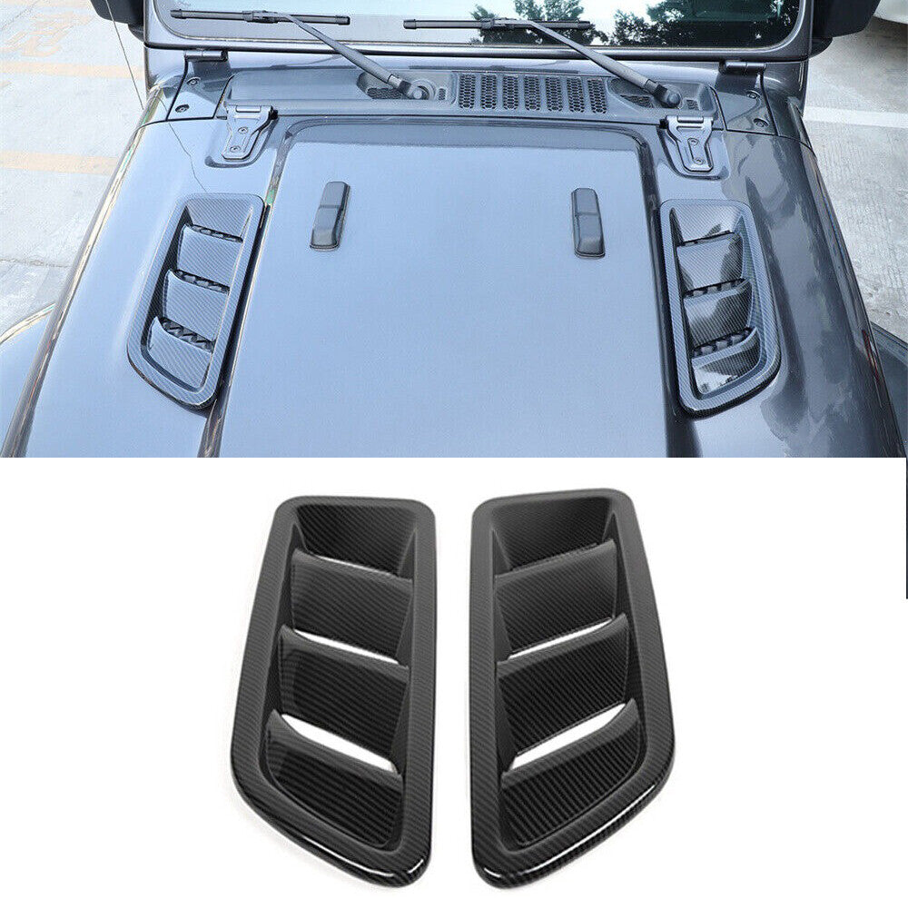 Carbon Fiber ABS Engine Hood Vents Outlet Trim for Jeep for Wrangler JL JT 2018-2023