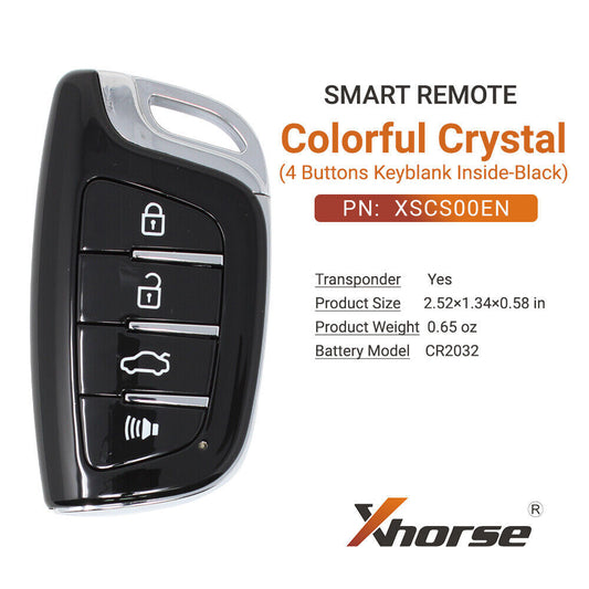 for Smart Remote Key Proximity Style Colorful Crystal 4 Buttons XSCS00EN HK