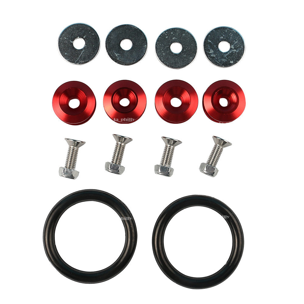 Red Aluminum Fastener Quick Release Car Bumper Fender Trunk Hatch Lid Kit