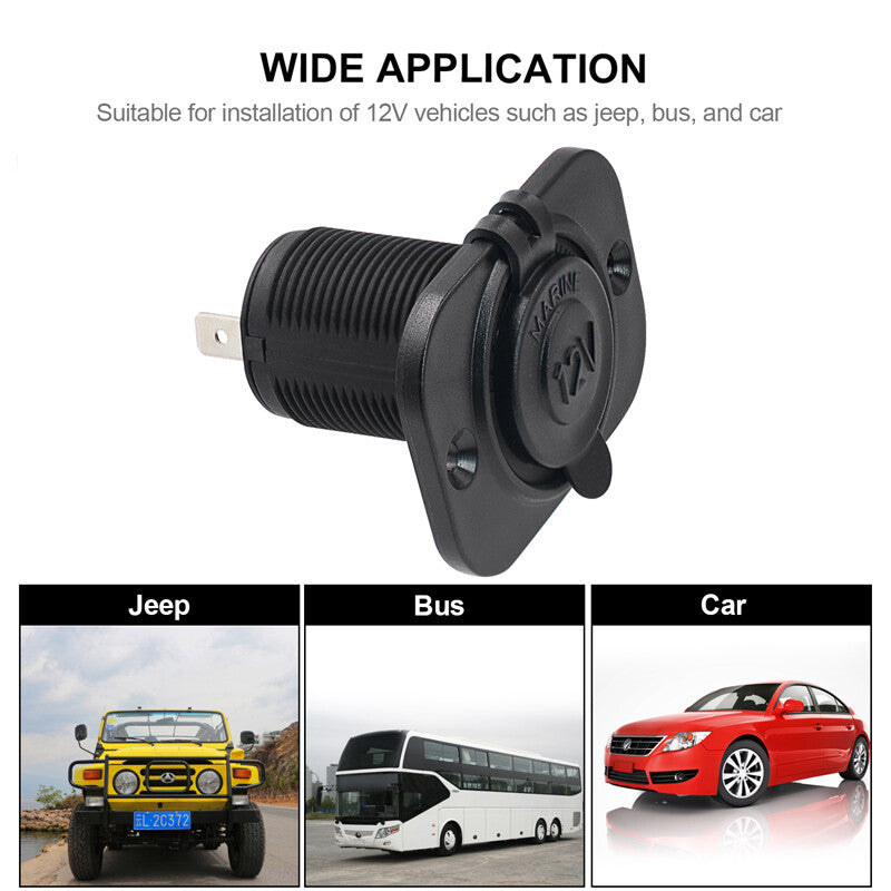 12V Waterproof Cigarette Lighter Socket, Socket Charger, Power Adapter, Plug (1 Piece)