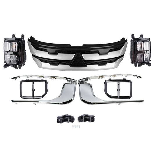 9pc Set Front Bumper Grille Molding Fog Light For 2020-2024 Outlander Sport RVR