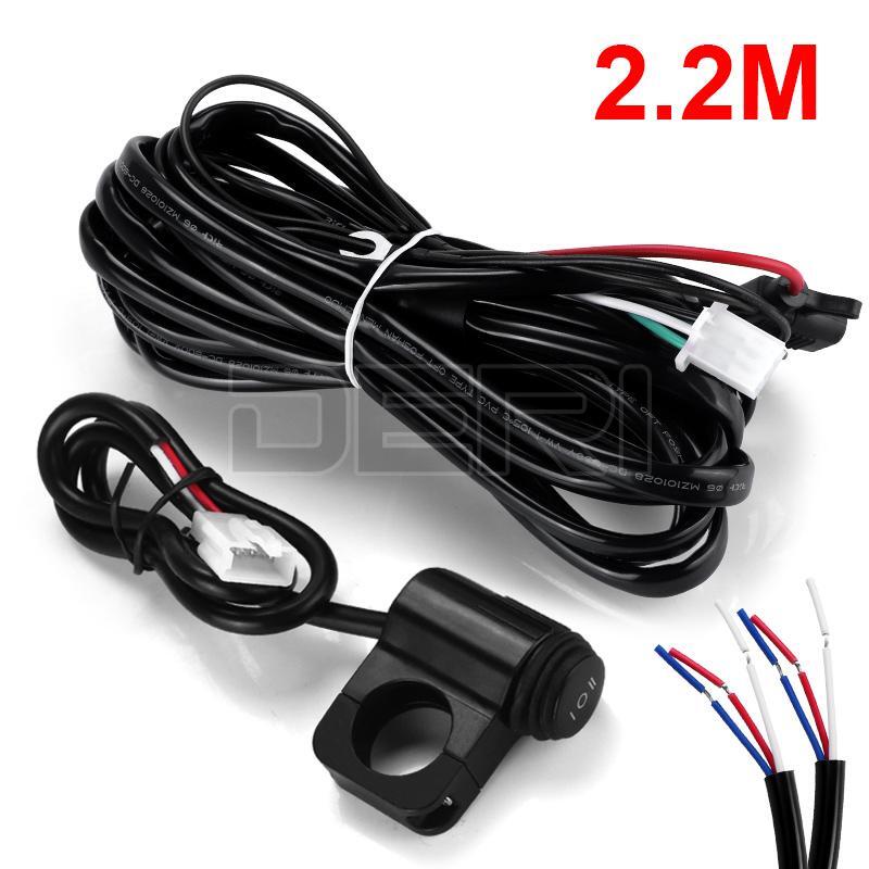 2.2M Motorcycle Spot Fog Light Headlight Wiring Harness Cable On-Off Switch