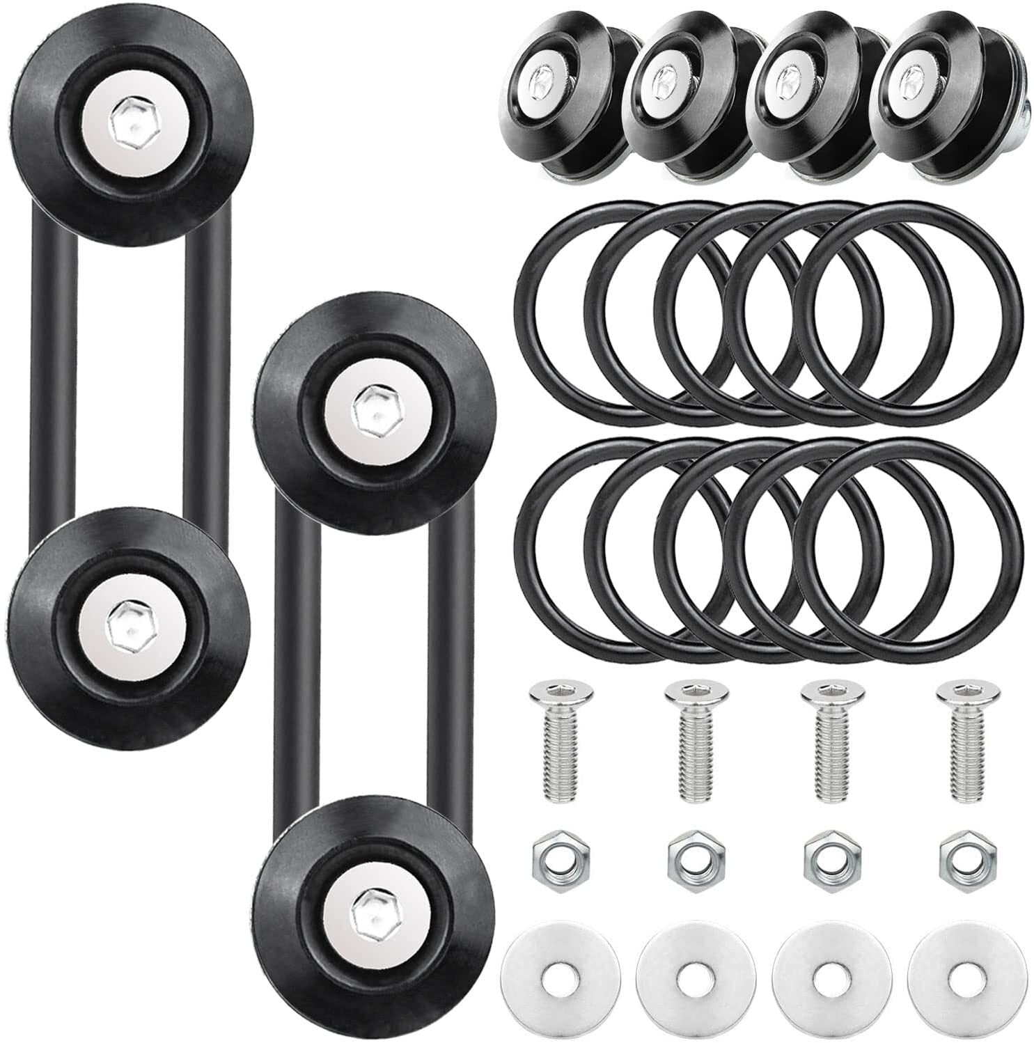 8-piece black bumper quick-release front and rear bumper fasteners and trunk mudguard clip kit