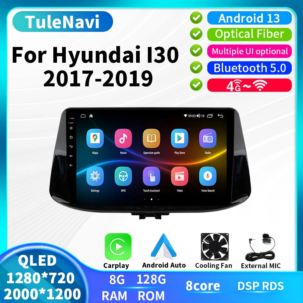 for Hyundai i30 2017-2019 Android Car AutoRadio CarPlay Stereo Player Screen