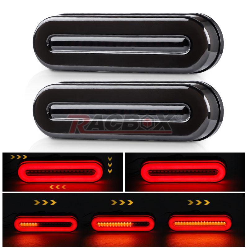 2X LED Truck Trailer Flowing Turn Signal Brake DRL Stop Tail Light Bar AmberRed