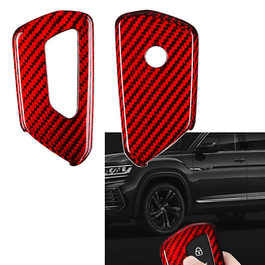 Carbon Fiber Red Remote Key Cover Case for VW for Golf MK8 2020-2021