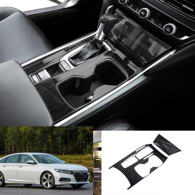 for Honda Accord 18-22 Black Steel Console Gear Shift Panel Frame Cover Trim 2P