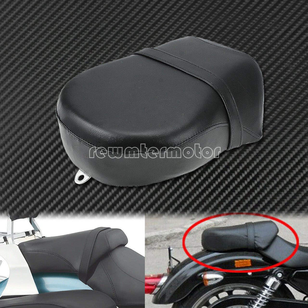 Motorcycle Rear Passenger for Seat Pillion Pad Cushion Fit for Harley 883 1200 04-15