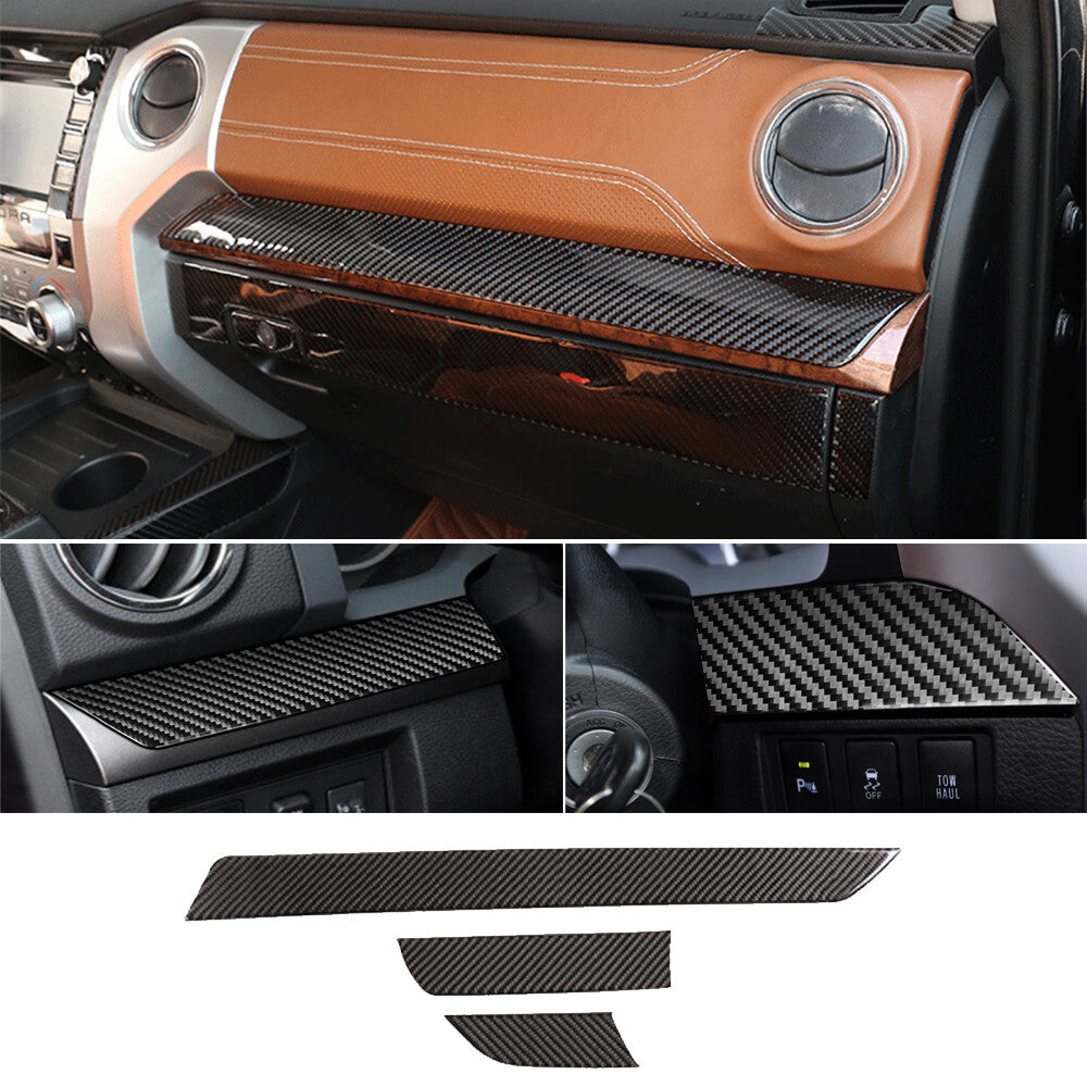 Carbon Fiber Dashboard Center Console Panel Trim Kit for T@yota Tundr@ 2014-2021