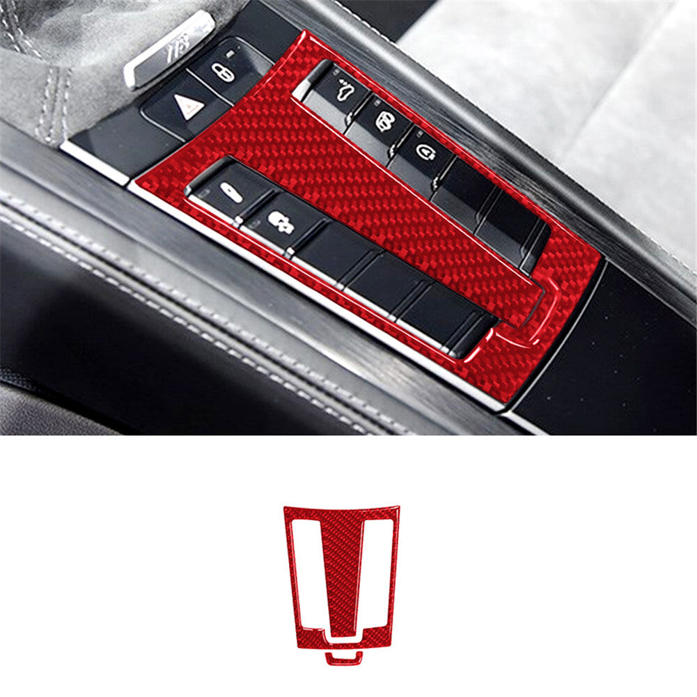 2Pcs Red Carbon Fiber Gear Shift Panel Trim Cover for Porsche 718 2016-2022