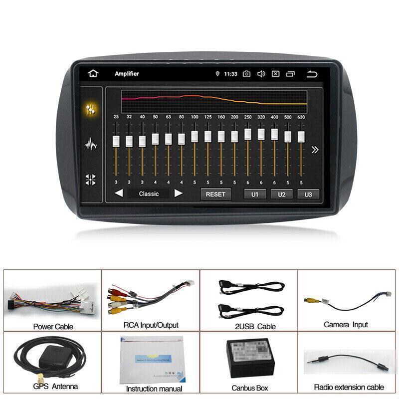 9 DSP Android 10.1 Car GPS AM FM Radio Fit for Mercedes-Benz for Smart Fortwo 15-18