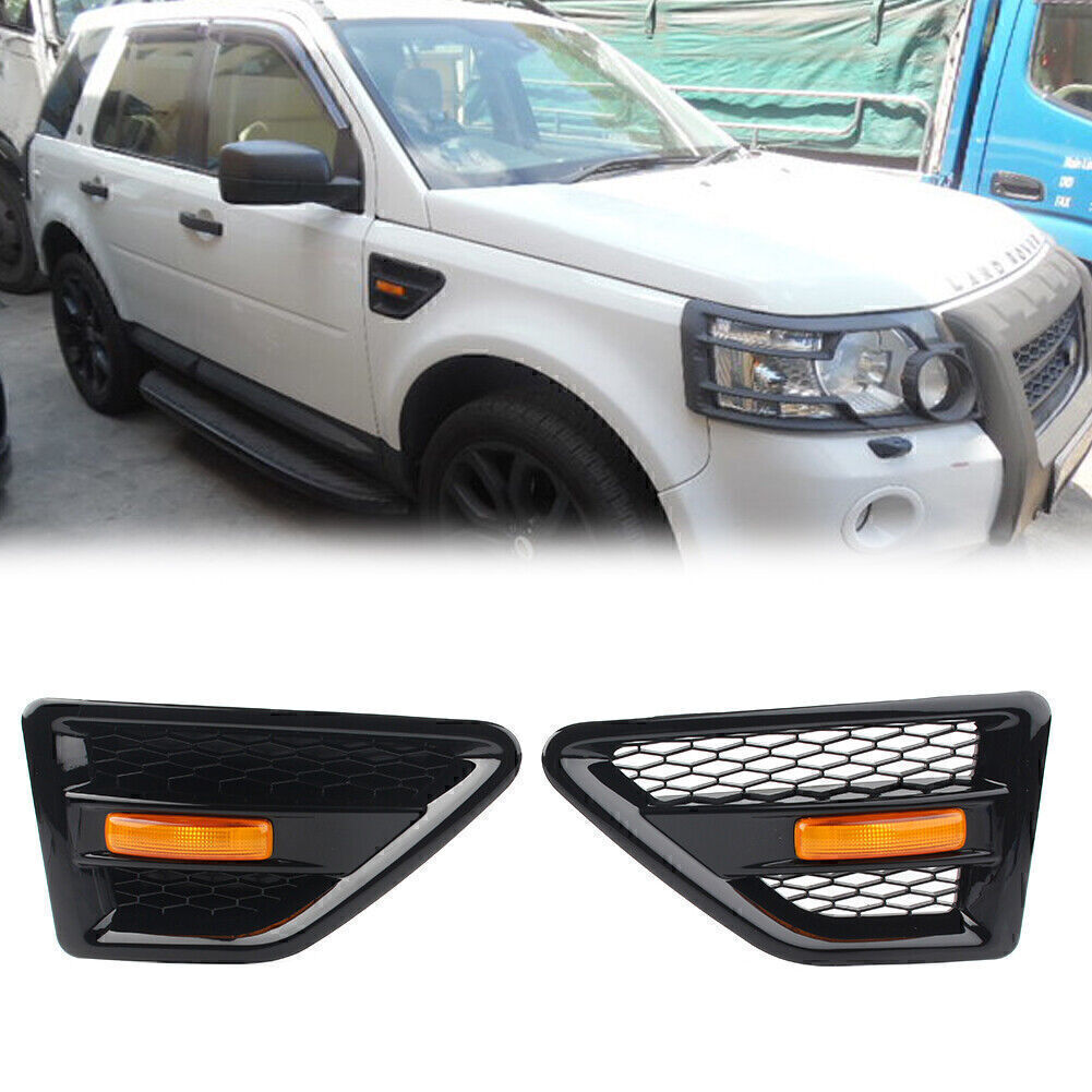 for Land Rover Freelander2 LR2 2006-2016 2015 Black Side Vent Mesh Grill w/Light