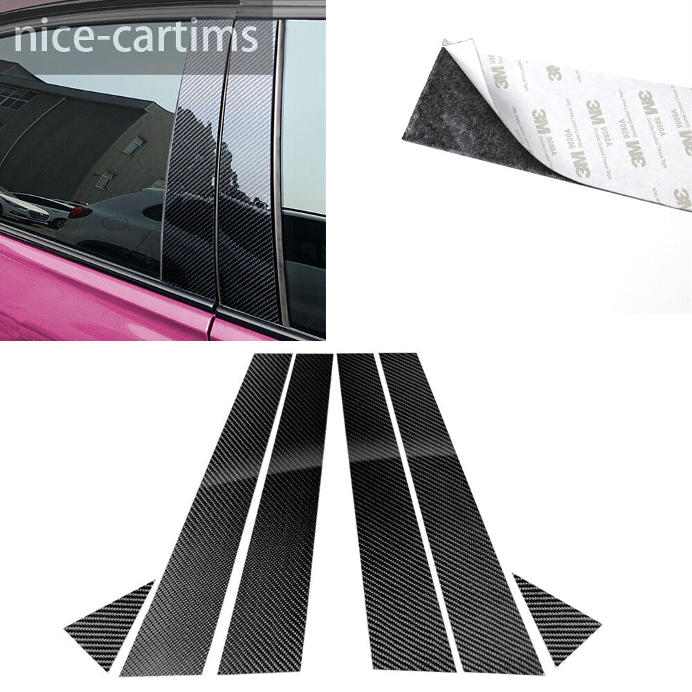 6Pcs Carbon Fiber Door Window Pillar Posts Panel Cover Kit for Audi A4 2009-2016