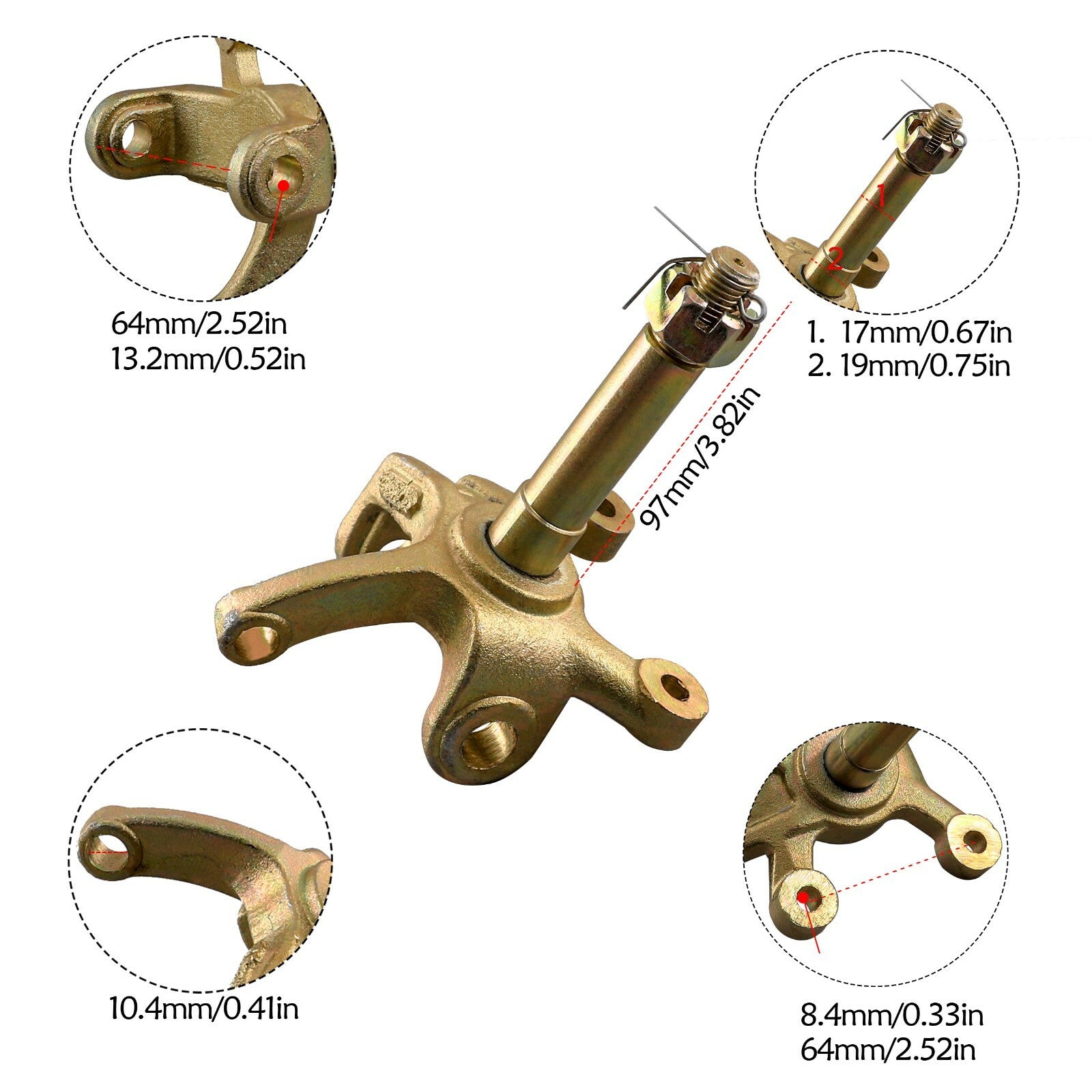 Front wheel hub bearing + steering joint suitable for 110cc, 125cc, and 150cc engines. (Taodao Kazuma)