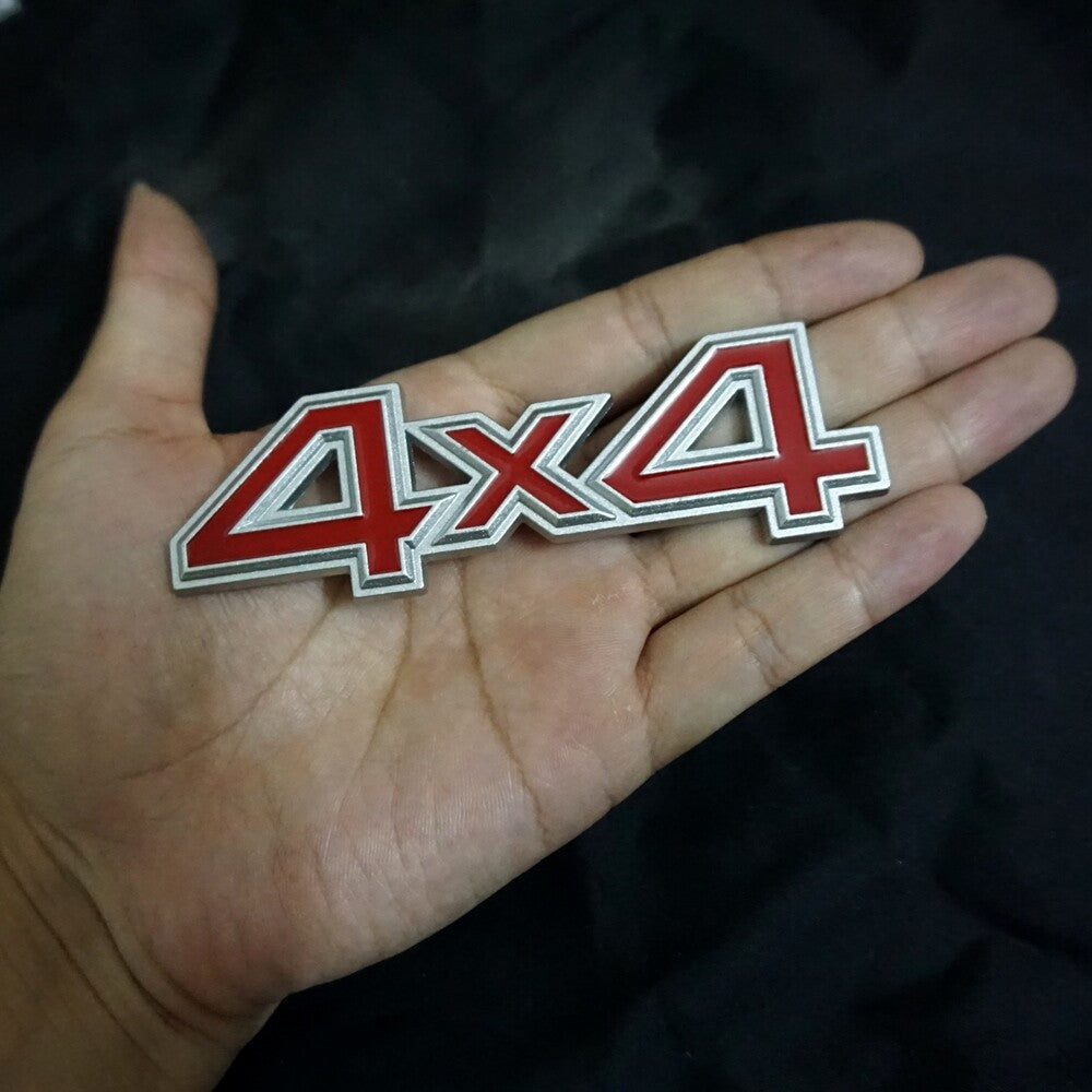 1x Matte Silver Red 4x4 Metal Emblem Decal Sticker Badge Trunk Motors Hybrid SUV