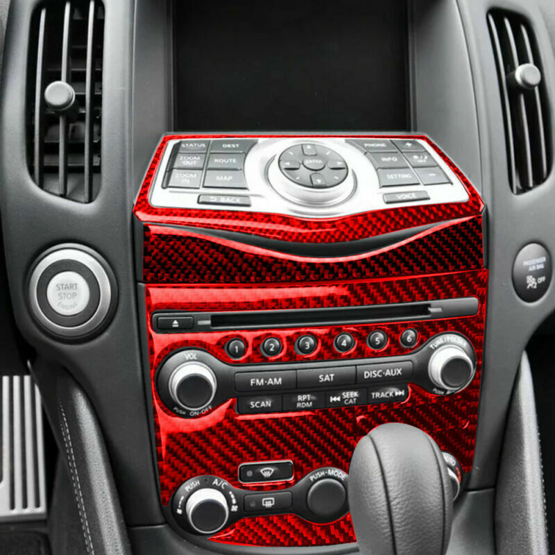17PCS for Nissan 370Z 2009-2020 Red Carbon Fiber Dashboard Interior Set Kit Trim