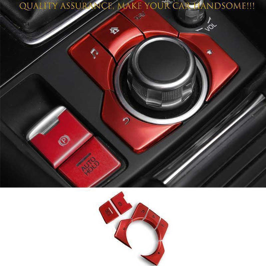 7X Red Alloy Center Console Multimedia Cover Sticker Trim for Mazda CX-5 2017-24