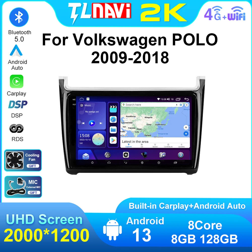Car Stereo Radio CarPlay for VW for Volkswagen POLO 2009-2018 GPS Multimedia Screen