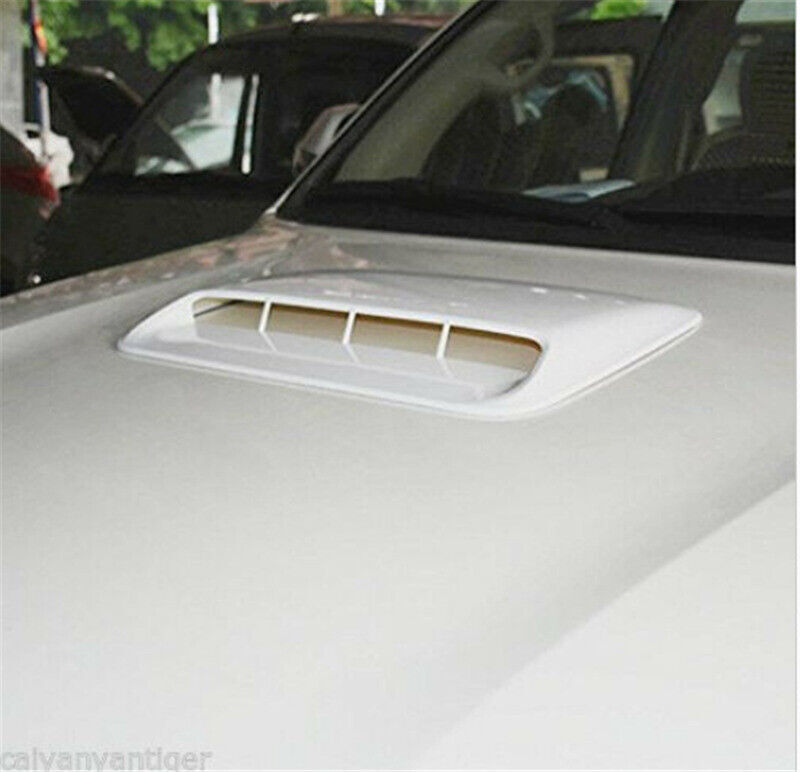 3D White Car Air Flow Intake Hood Scoop Vent Bonnet Decor Cover Decal
