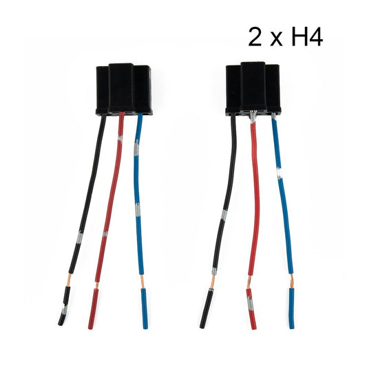 Multi-functional H4 3-pin headlight replacement and repair bulb socket (2x) suitable for 12V