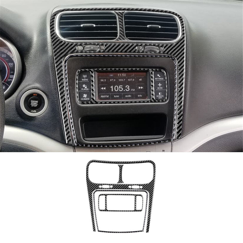 for Dodge Journey 2011-2017 4Pcs Central Radio Frame Trim Cover Carbon Fiber