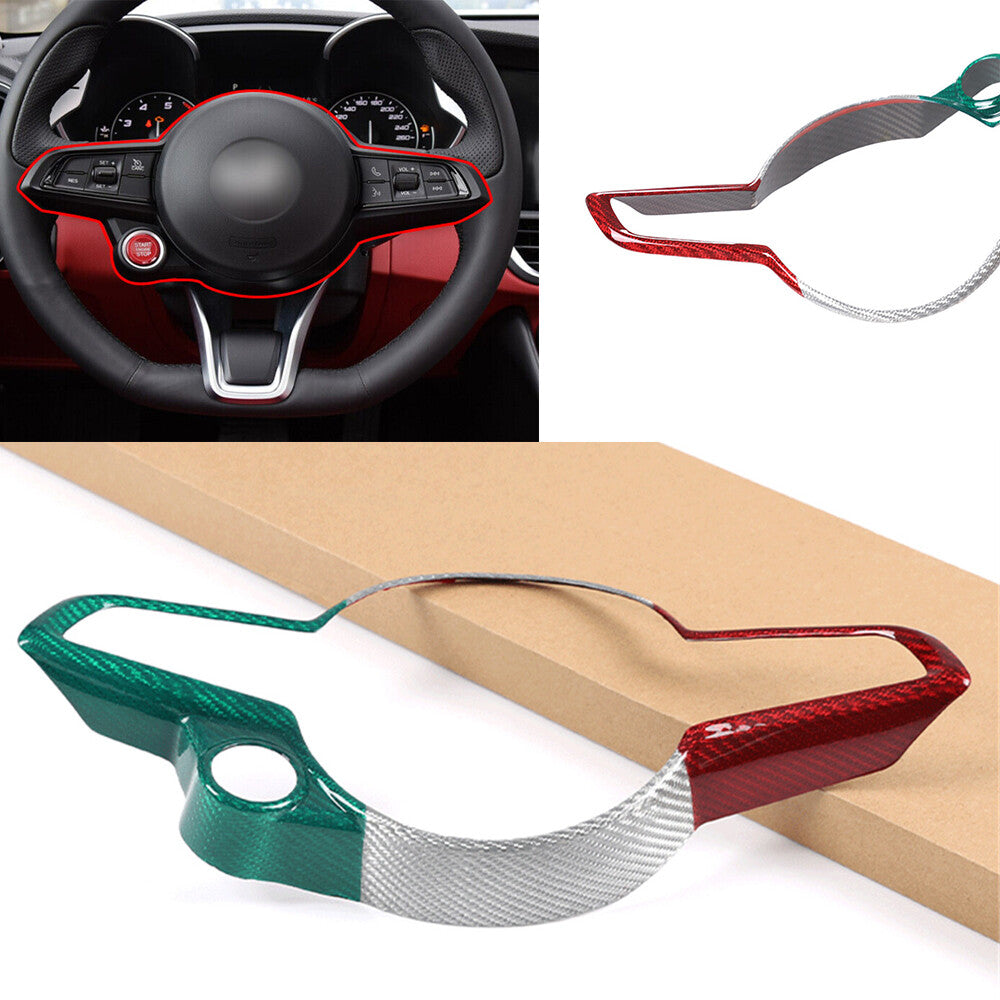 3Color Carbon Fiber Car Steering Wheel Trim for Alfa Romeo Giulia / for Stelvio 2020+