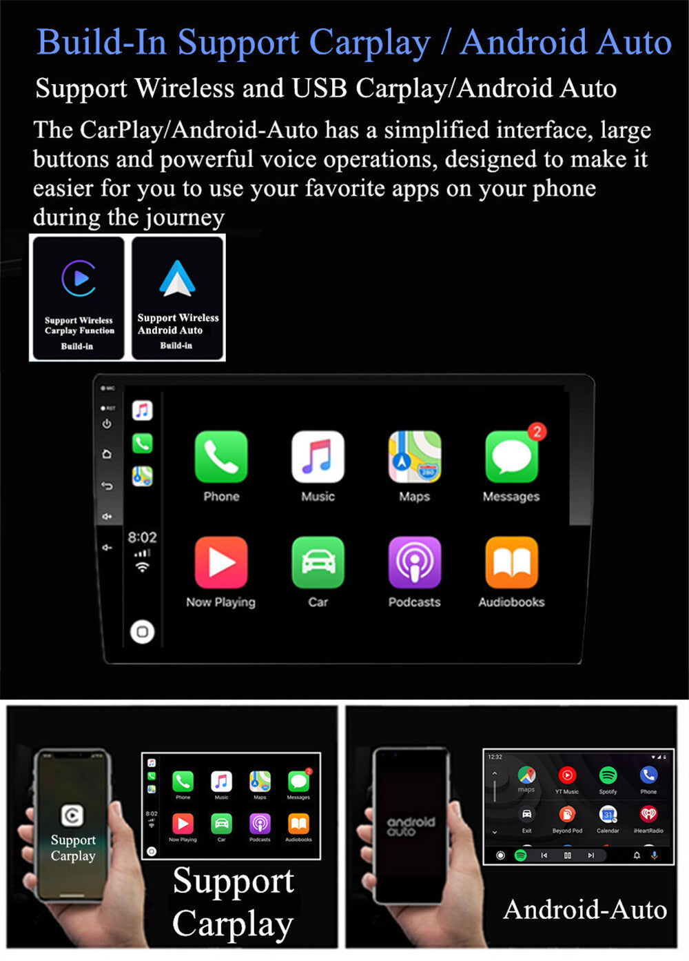 9 For 15-19 for Chrysler 200 200C 200S Carplay 2+32G Stereo Radio GPS Nav Head Unit