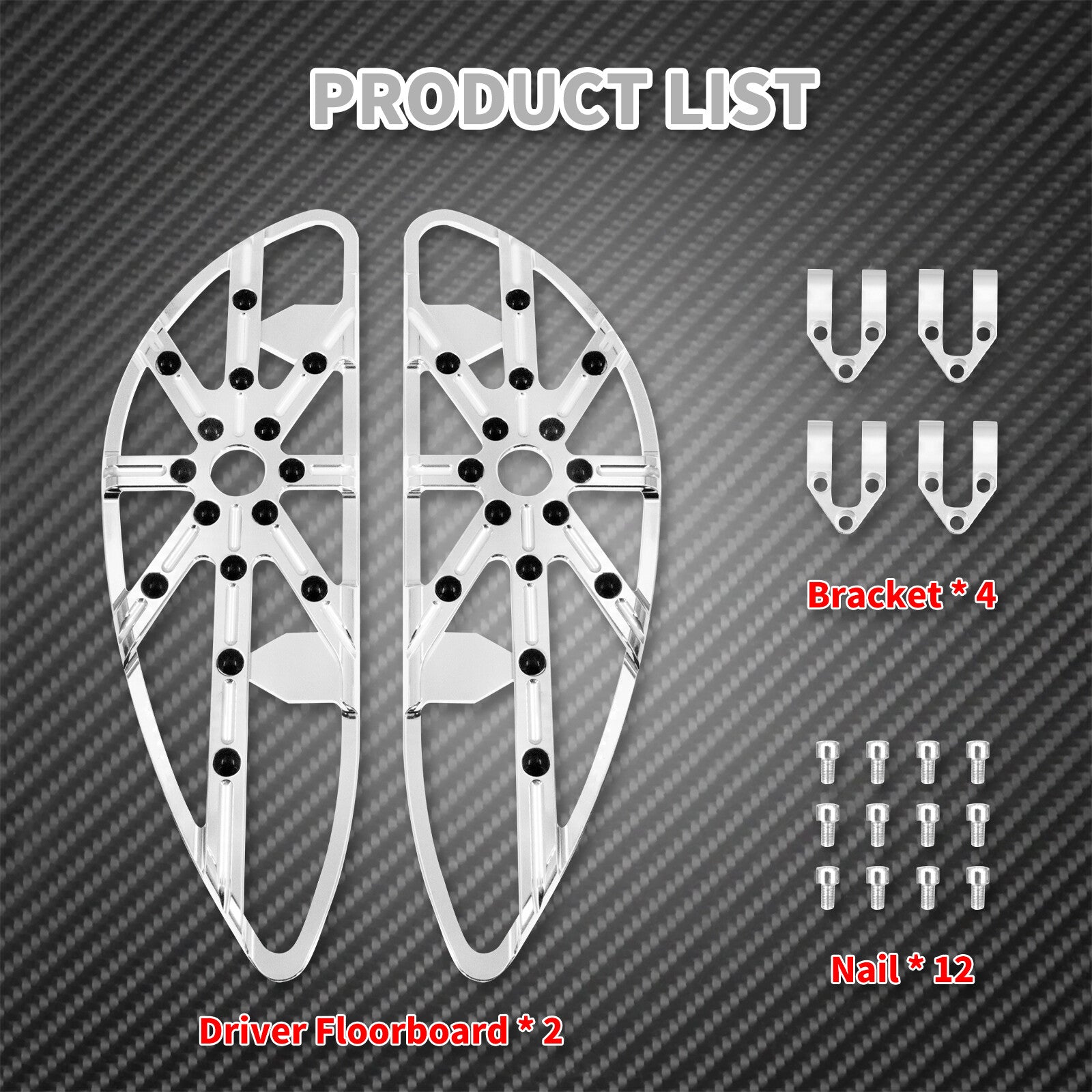 Chrome CNC Hollow Driver Floorboards Foot Peg Fit for Harley Touring 2022 Dyna