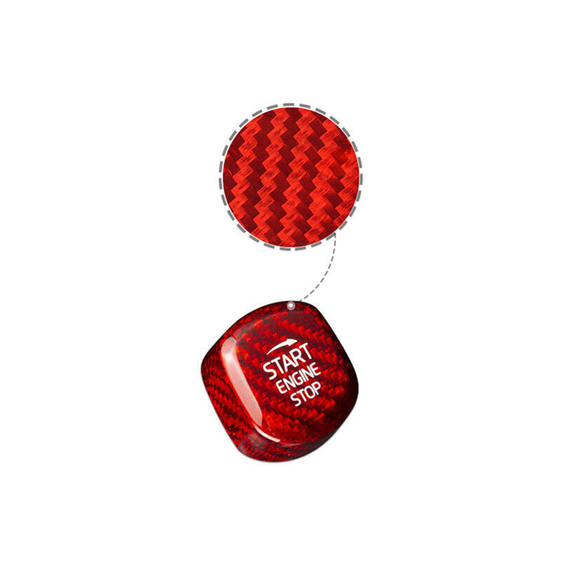 Red Carbon Fiber Car Center Start Stop Button Cover Fits for Volvo S60 2019-2022