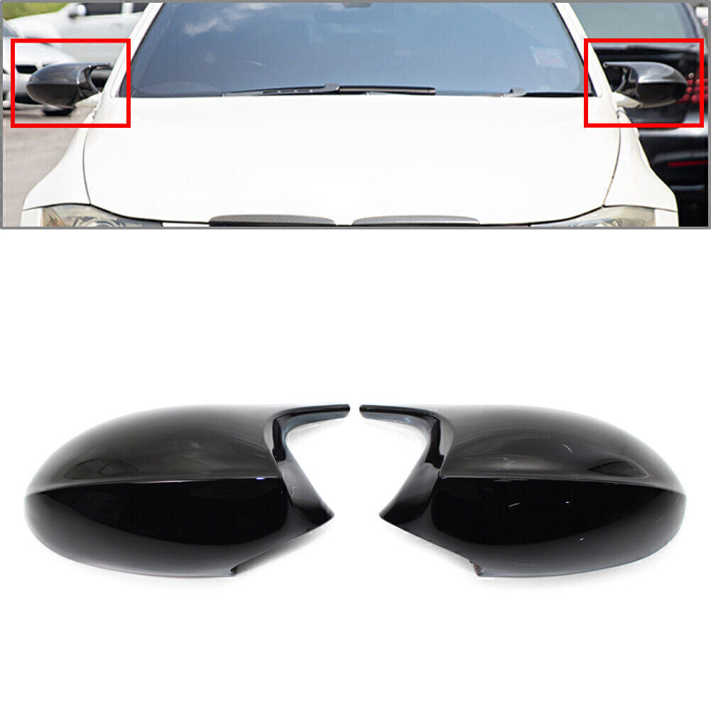 Rear View Mirror Cover Trim for BMW E90 E91 328i 328xi 335xi Glossy Black Pair