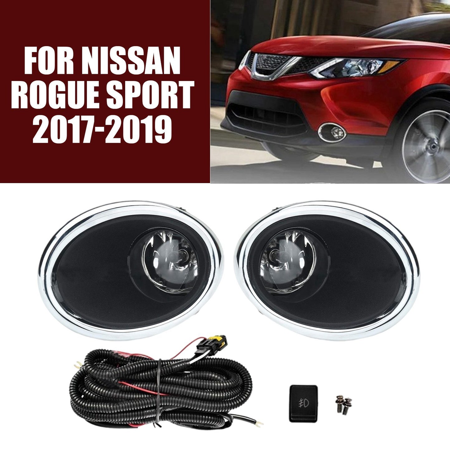 fit for Nissan Rogue Sport 17-19 Fog Light Lamp w/Bulb+Switch+Harness+Cover