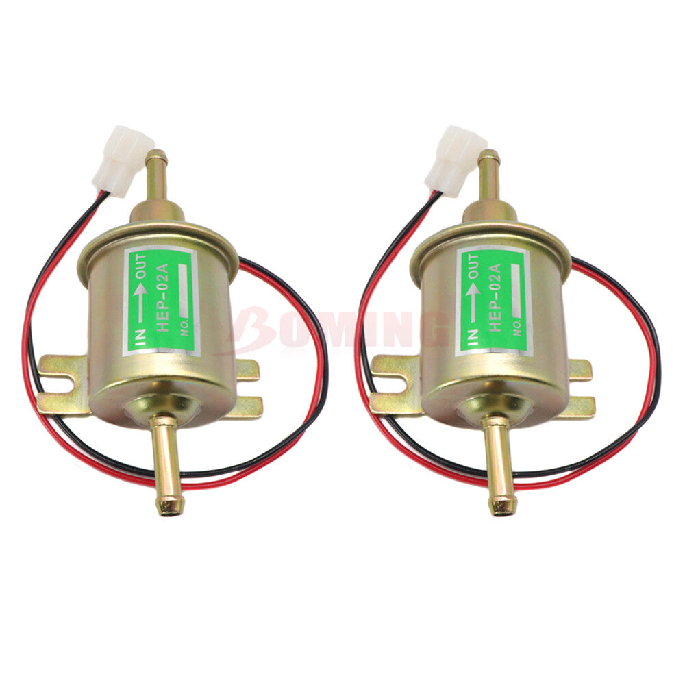 12V Universal Inline Low Pressure Electric Fuel Pump HEP-02A 2PCS For Gas Diesel